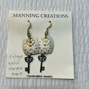 Manning Creations. Earrings. Vintage watch faces.